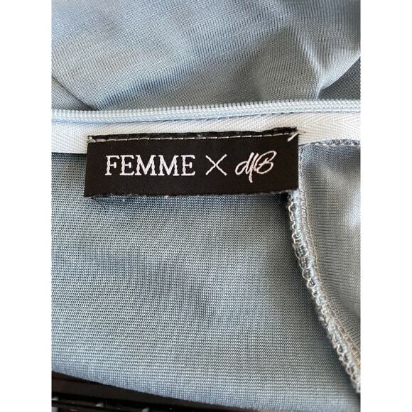 Femme X dfB Blue High Neck Back Zipper Short Sleeve Women's Bodysuit Size S - Picture 5 of 7